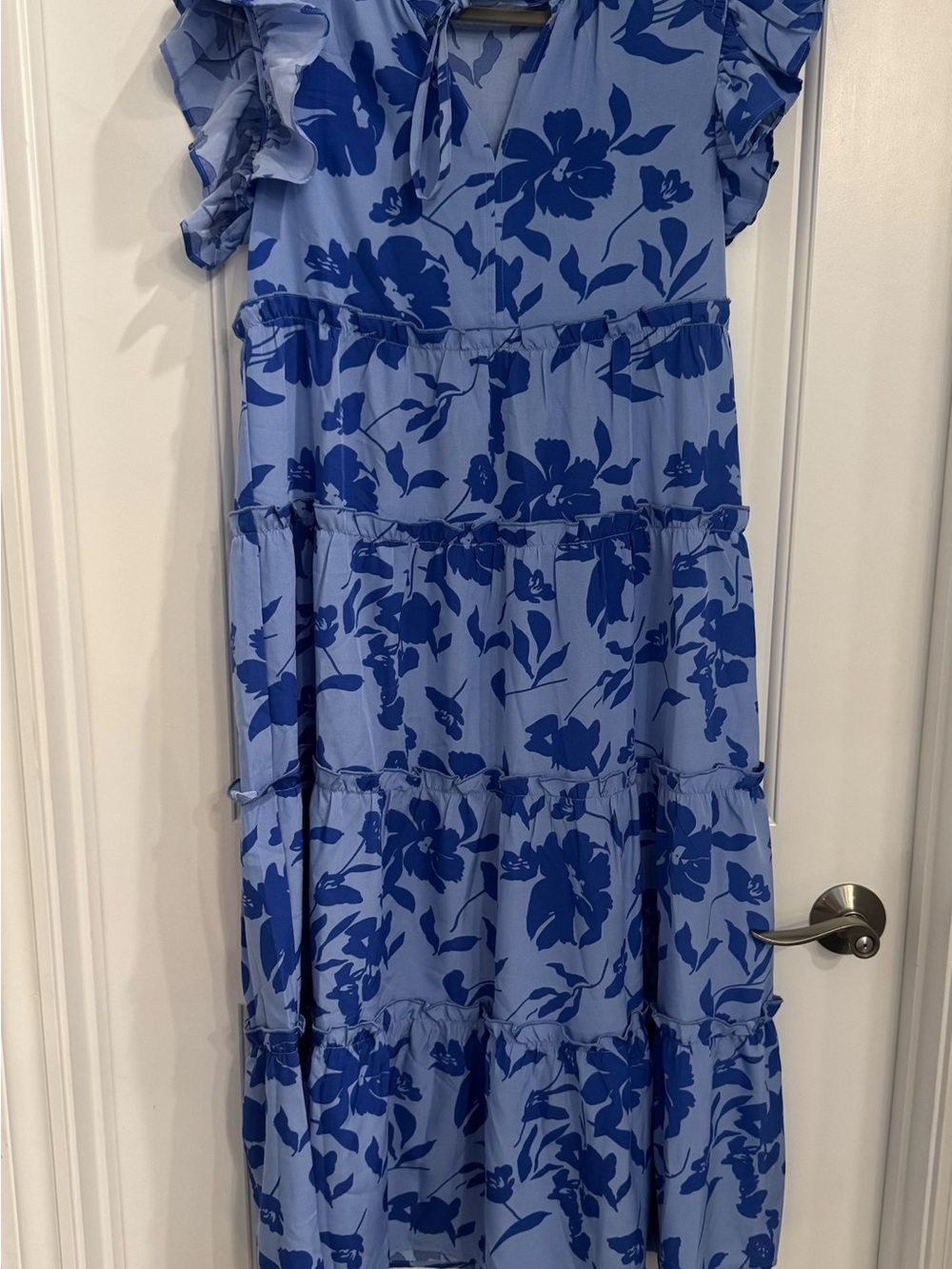 Shop the Mint Blue Floral Tiered Maxi Dress